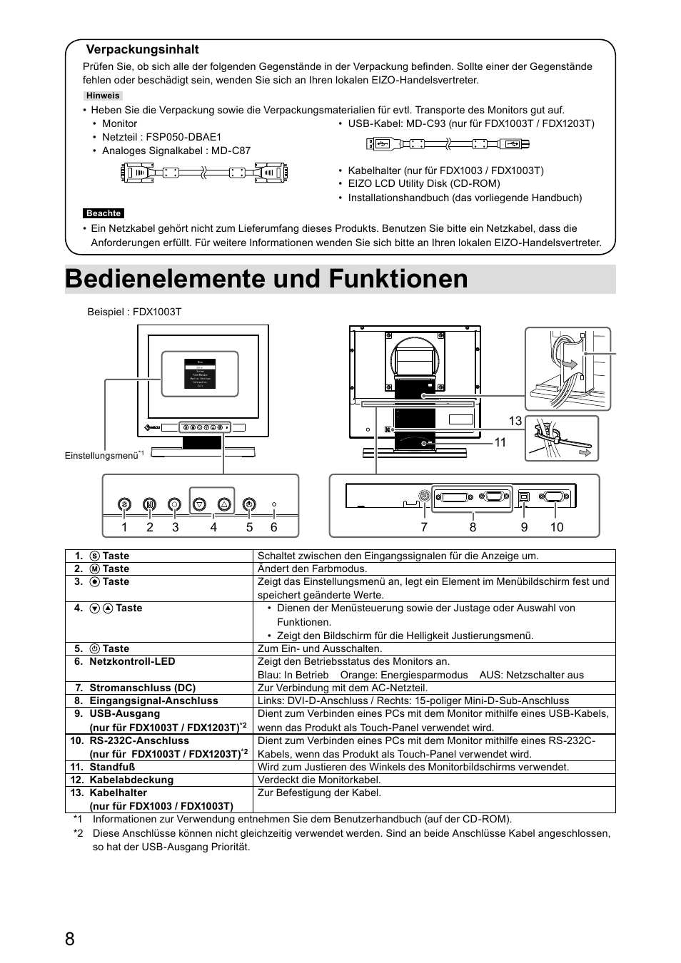 Bedienelemente und funktionen | Eizo DuraVision FDX1003 / FDX1003T 取扱説明書 User Manual | Page 41 / 84