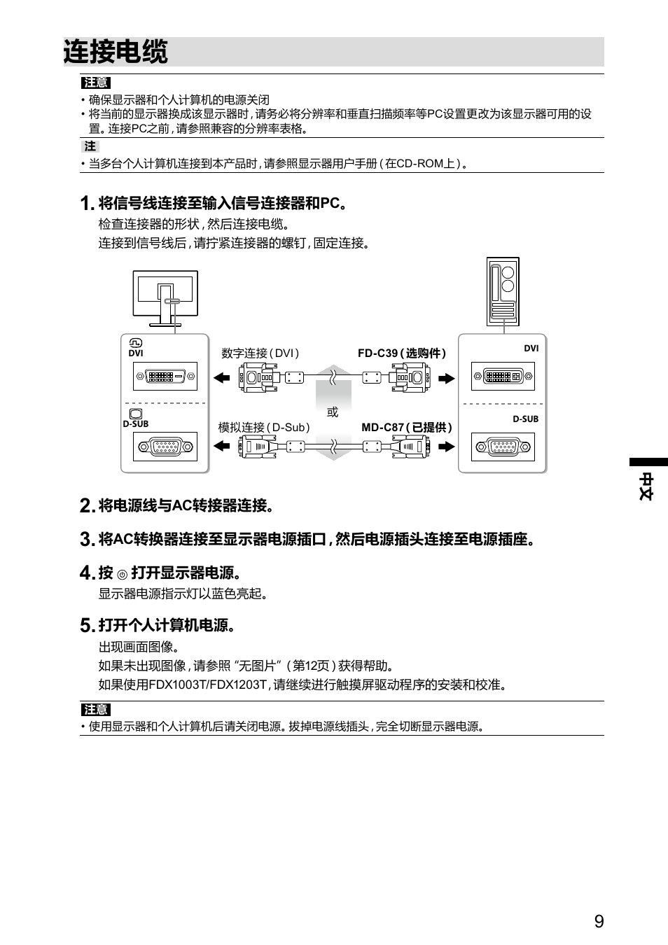 连接电缆 | Eizo DuraVision FDX1003 / FDX1003T 取扱説明書 User Manual | Page 74 / 84