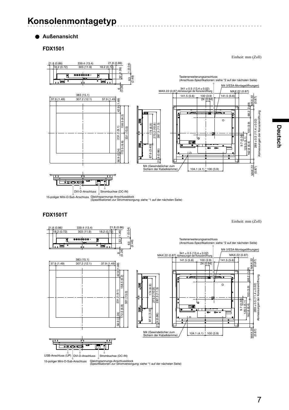 Konsolenmontagetyp, Deu ts ch, Außenansicht fdx1501 | Fdx1501t | Eizo DuraVision FDX1501 / FDX1501T 取扱説明書 User Manual | Page 31 / 58