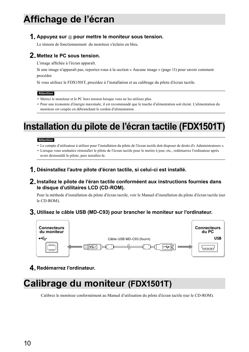 Affichage de l’écran, Calibrage du moniteur, Fdx1501t) | Eizo DuraVision FDX1501 / FDX1501T 取扱説明書 User Manual | Page 45 / 58