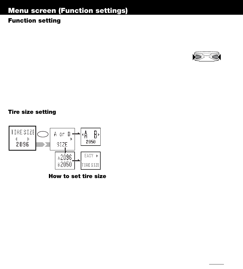 Menu screen (function settings) | CatEye OS1.1 User Manual | Page 11 / 20