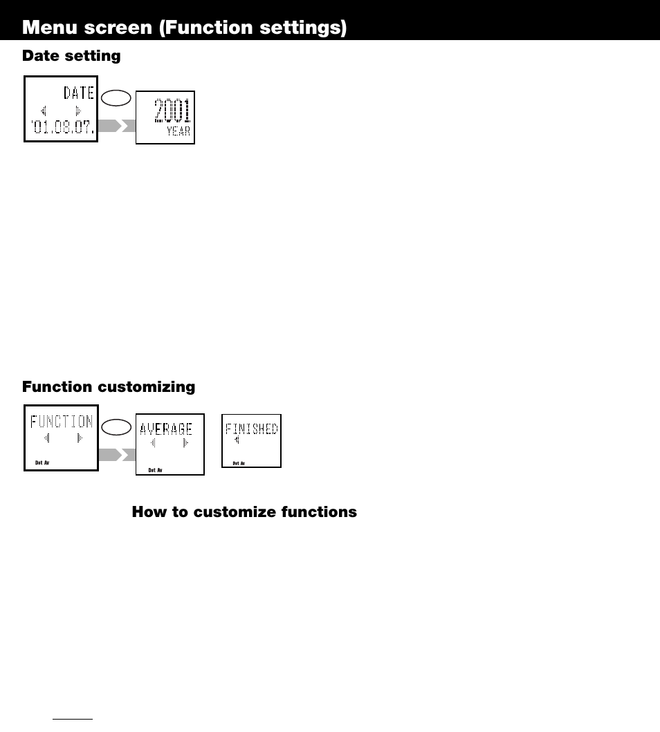 Specifications, Menu screen (function settings) | CatEye OS1.1 User Manual | Page 12 / 20