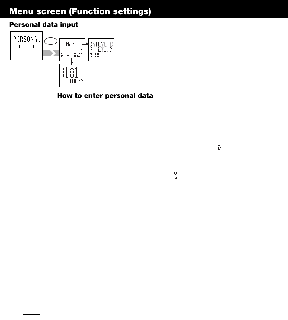 Menu screen (function settings) | CatEye OS1.1 User Manual | Page 14 / 20
