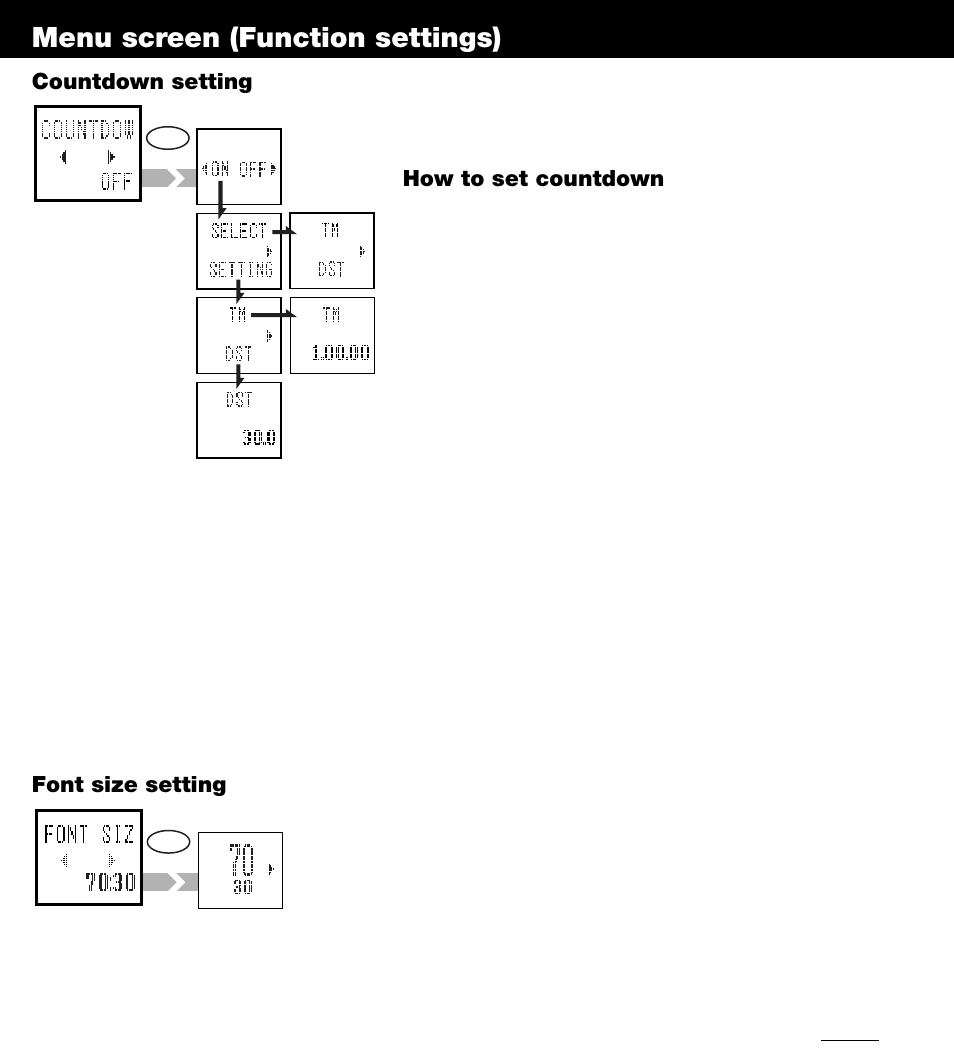 Menu screen (function settings) | CatEye OS1.1 User Manual | Page 15 / 20