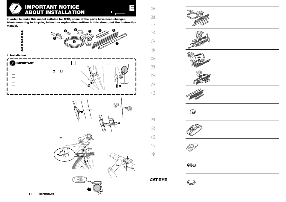 CatEye Bicycle Accessories User Manual | 1 page