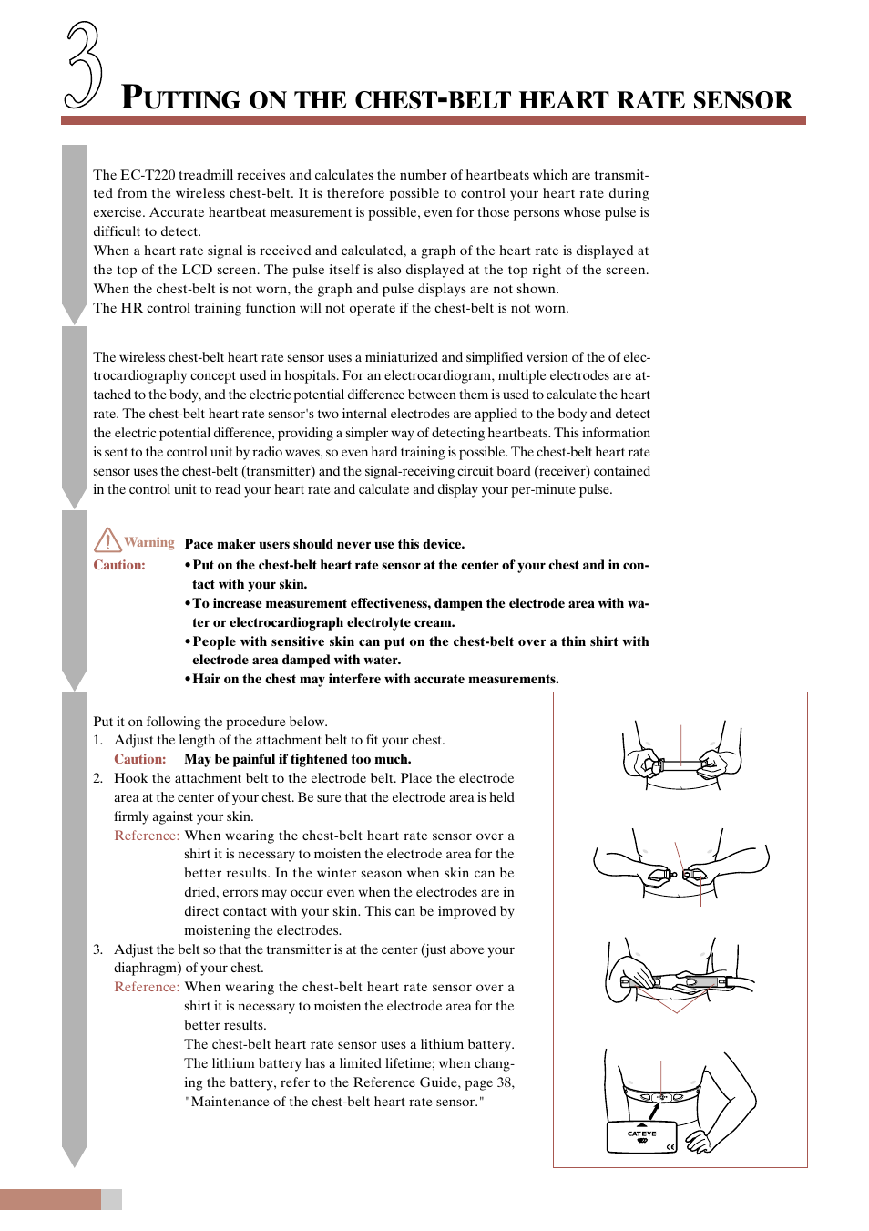 Utting, Chest, Belt | Heart, Rate, Sensor | CatEye EC-T220 User Manual | Page 12 / 44