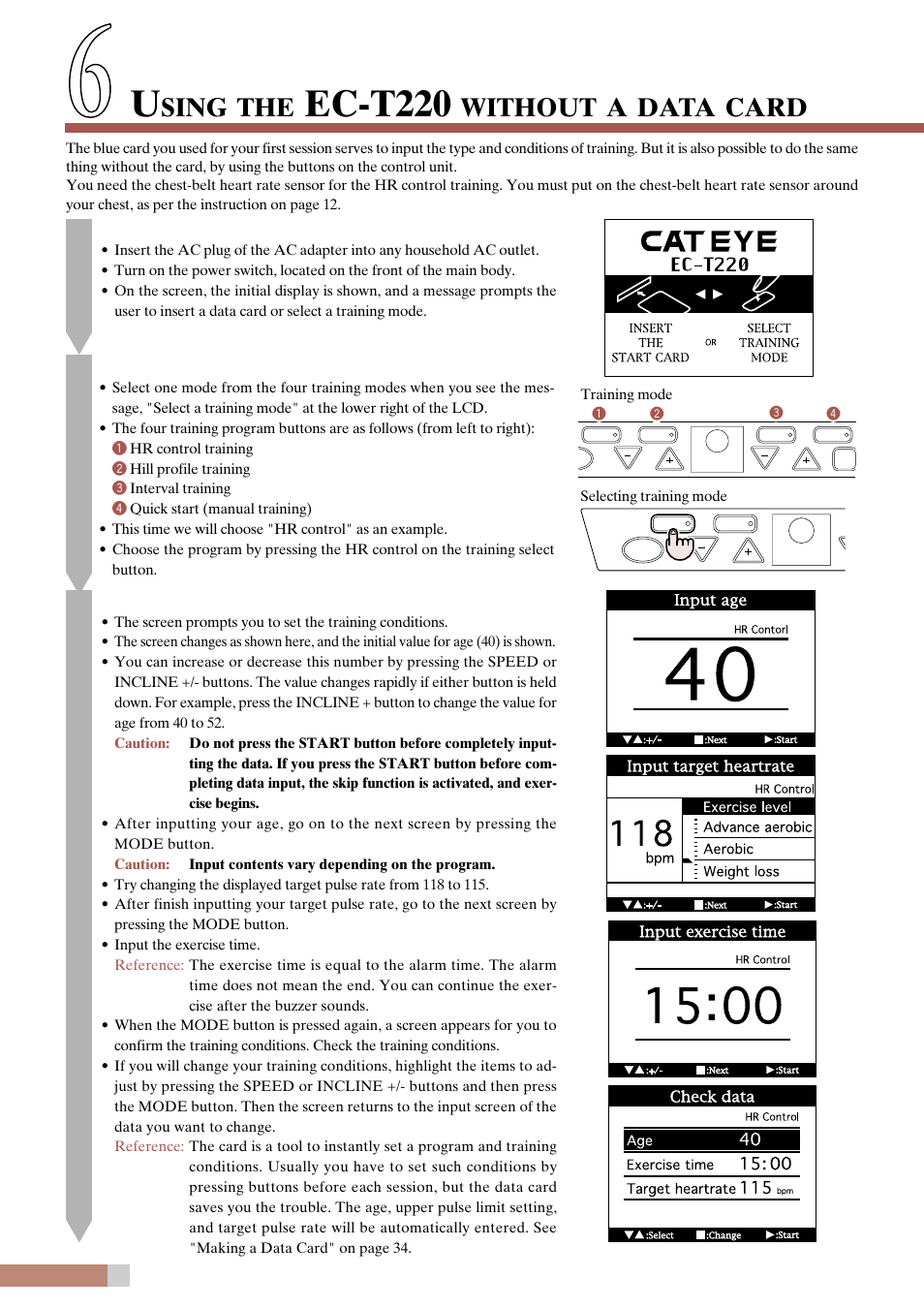 Ec-t220, Sing, Without | Data, Card | CatEye EC-T220 User Manual | Page 18 / 44