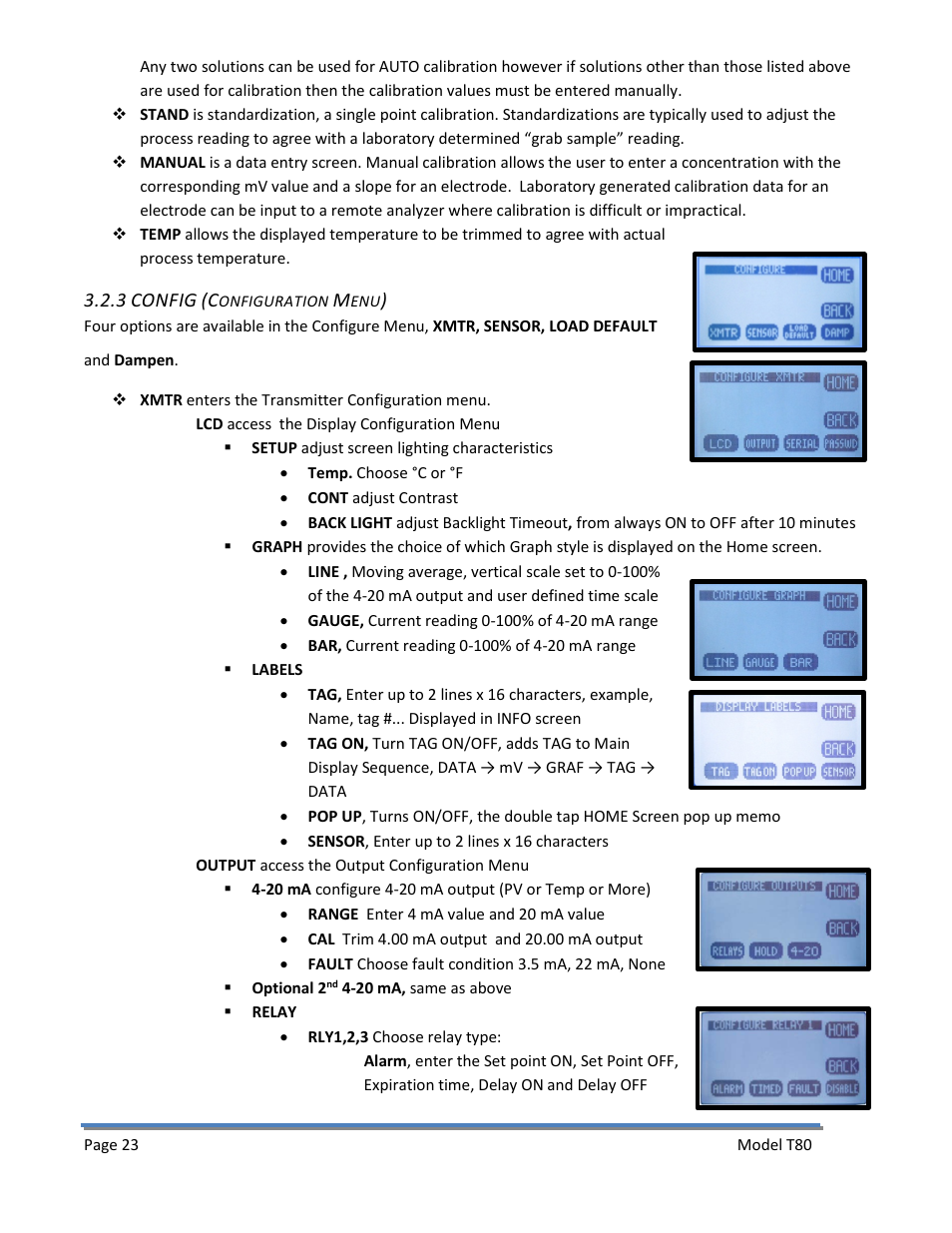 3 config (configuration menu) | Electro-Chemical Devices (ECD) T80 User Manual | Page 24 / 75