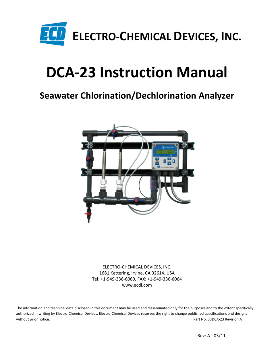 Electro-Chemical Devices (ECD) DCA-23 User Manual | 30 pages