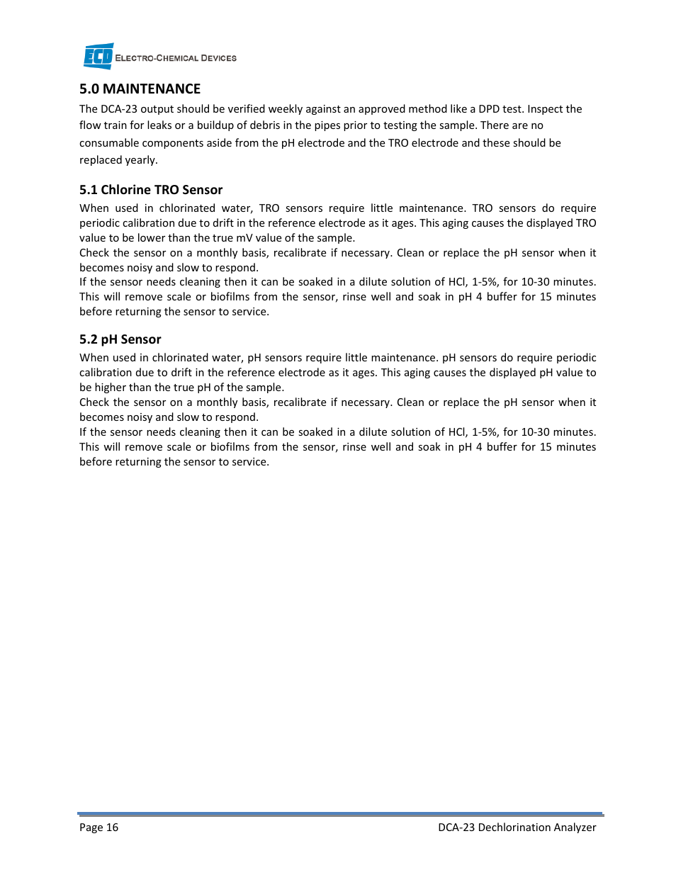 Electro-Chemical Devices (ECD) DCA-23 User Manual | Page 22 / 30