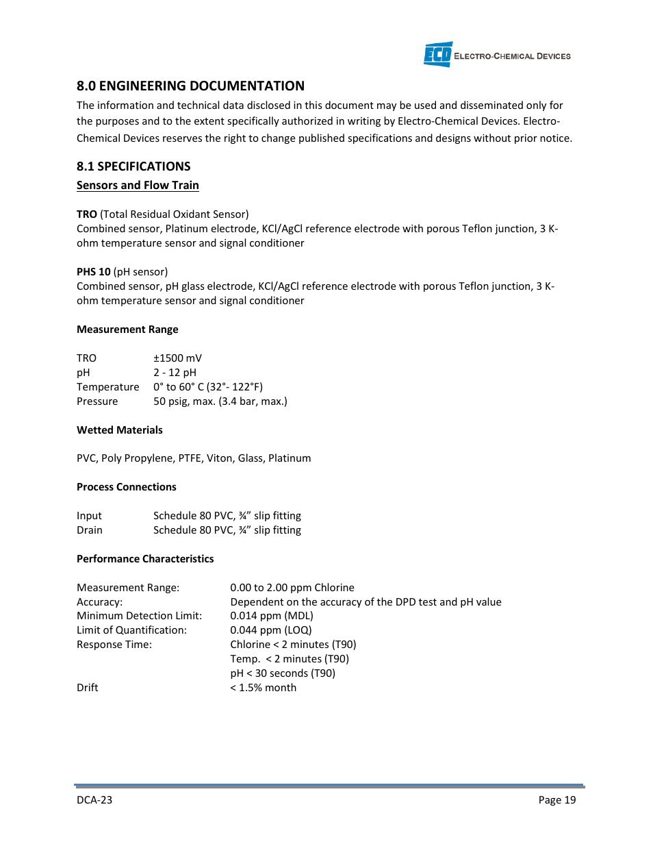 0 engineering documentation | Electro-Chemical Devices (ECD) DCA-23 User Manual | Page 25 / 30