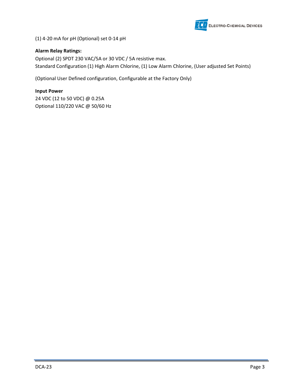 Electro-Chemical Devices (ECD) DCA-23 User Manual | Page 9 / 30