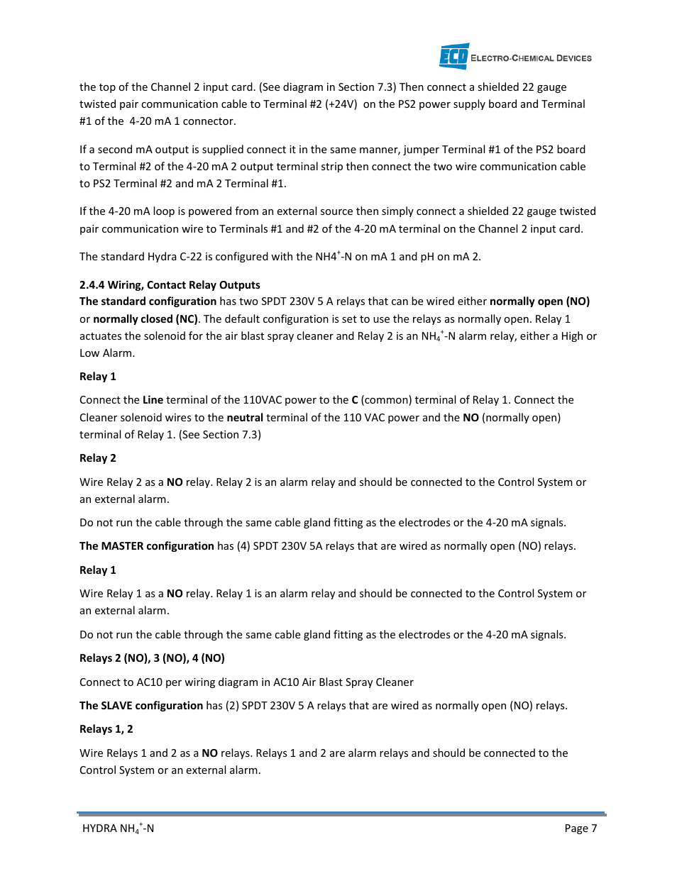 Electro-Chemical Devices (ECD) HYDRA Ammonium User Manual | Page 15 / 42
