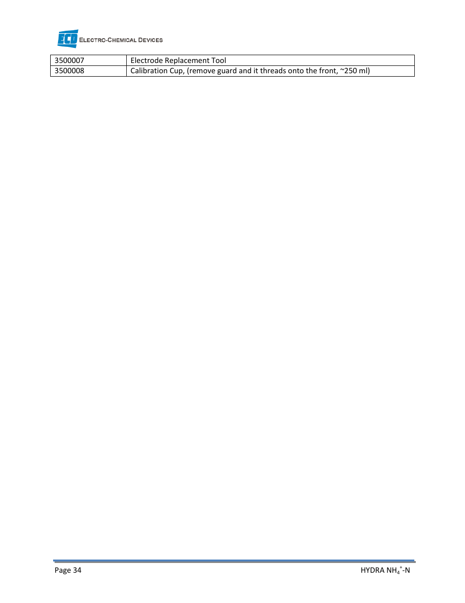Electro-Chemical Devices (ECD) HYDRA Ammonium User Manual | Page 42 / 42