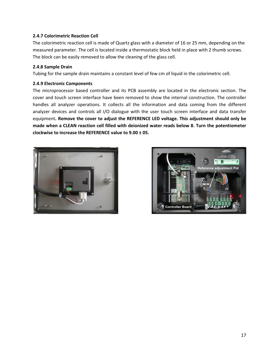 7 colorimetric reaction cell, 8 sample drain, 9 electronic components | Electro-Chemical Devices (ECD) CA6 Hardness Analyzer User Manual | Page 28 / 83