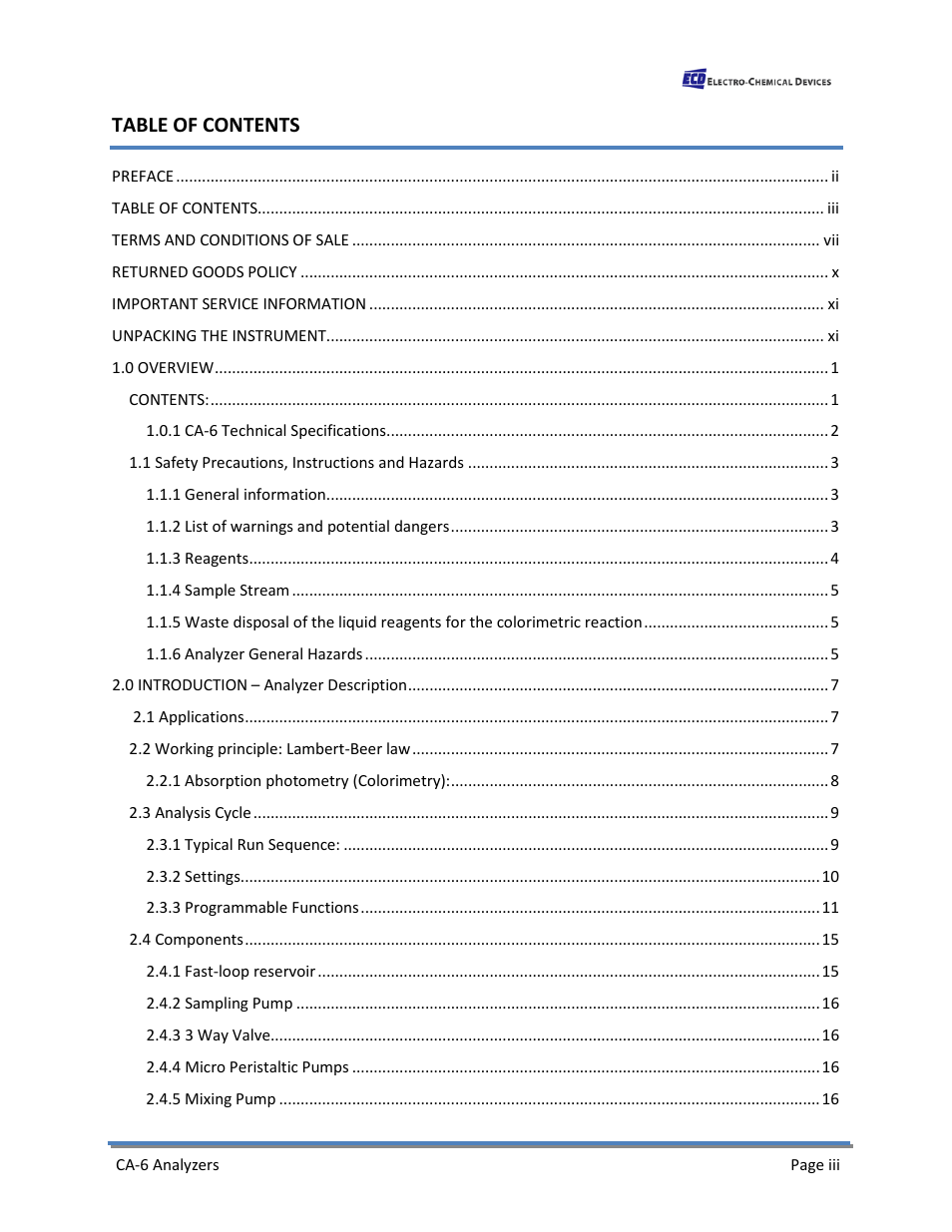 Electro-Chemical Devices (ECD) CA6 Hardness Analyzer User Manual | Page 3 / 83