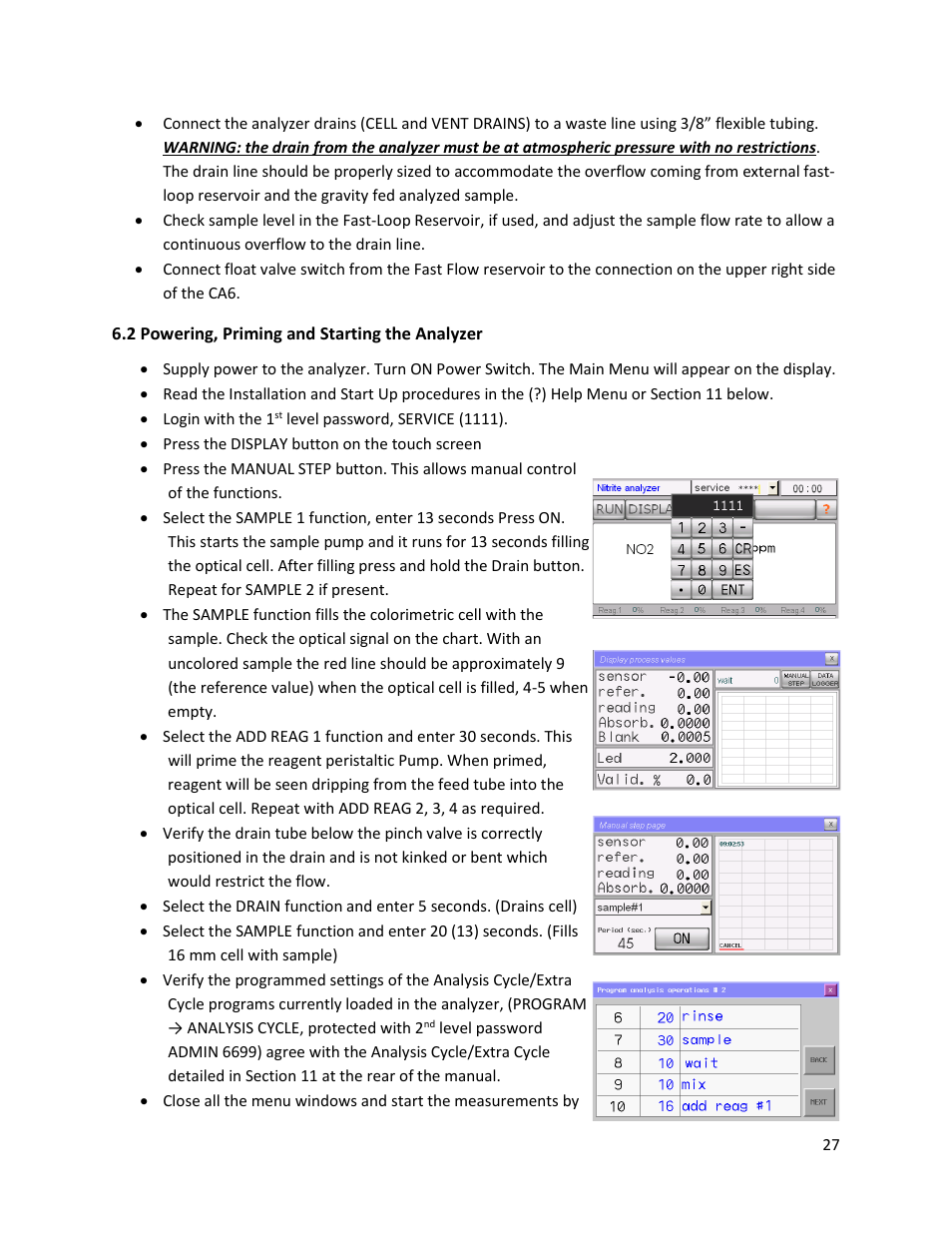 2 powering, priming and starting the analyzer | Electro-Chemical Devices (ECD) CA6 Hardness Analyzer User Manual | Page 38 / 83