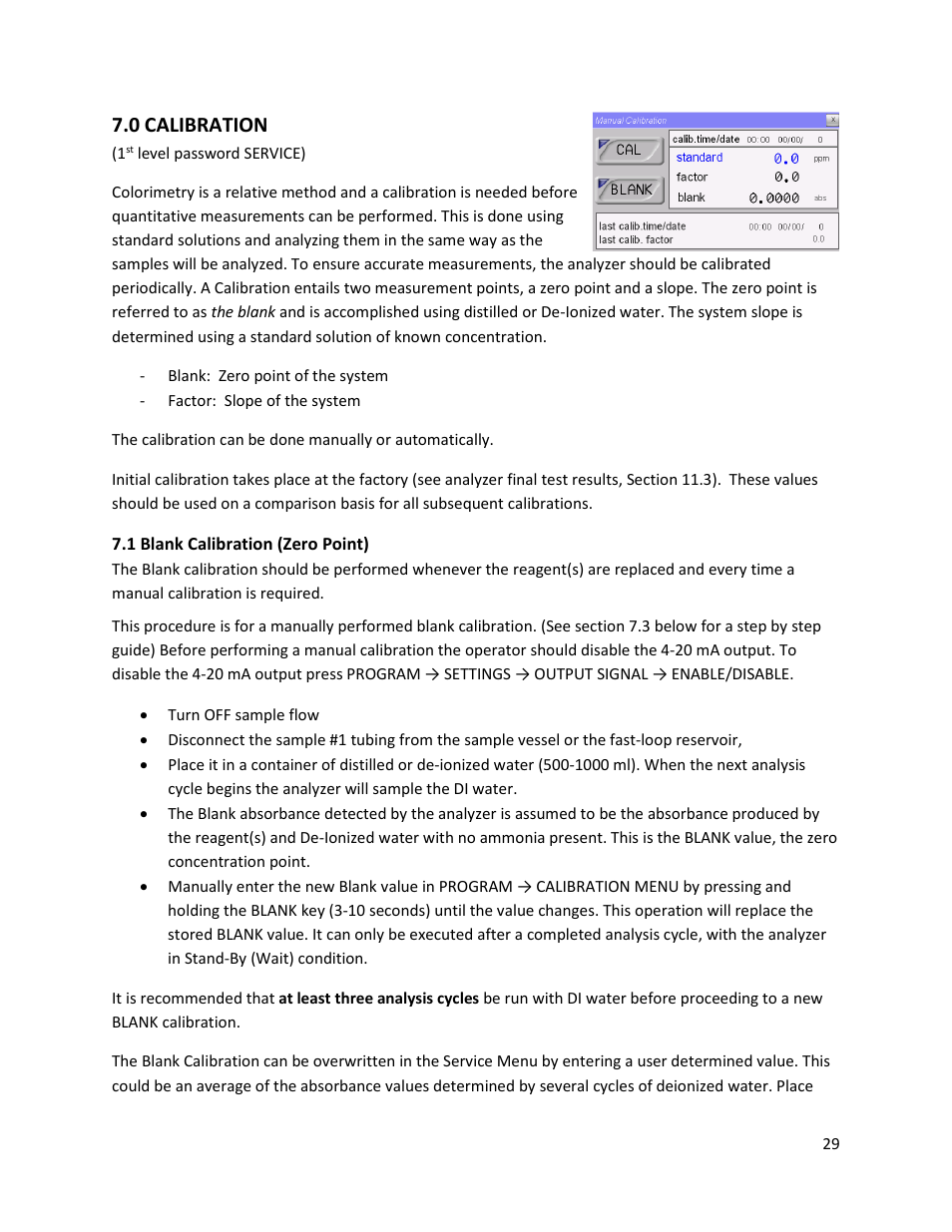 0 calibration, 1 blank calibration (zero point) | Electro-Chemical Devices (ECD) CA6 Hardness Analyzer User Manual | Page 40 / 83