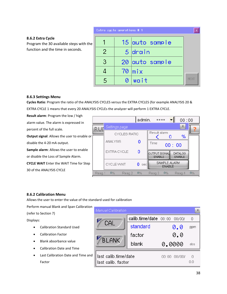 2 extra cycle, 3 settings menu, 2 calibration menu | Electro-Chemical Devices (ECD) CA6 Hardness Analyzer User Manual | Page 49 / 83