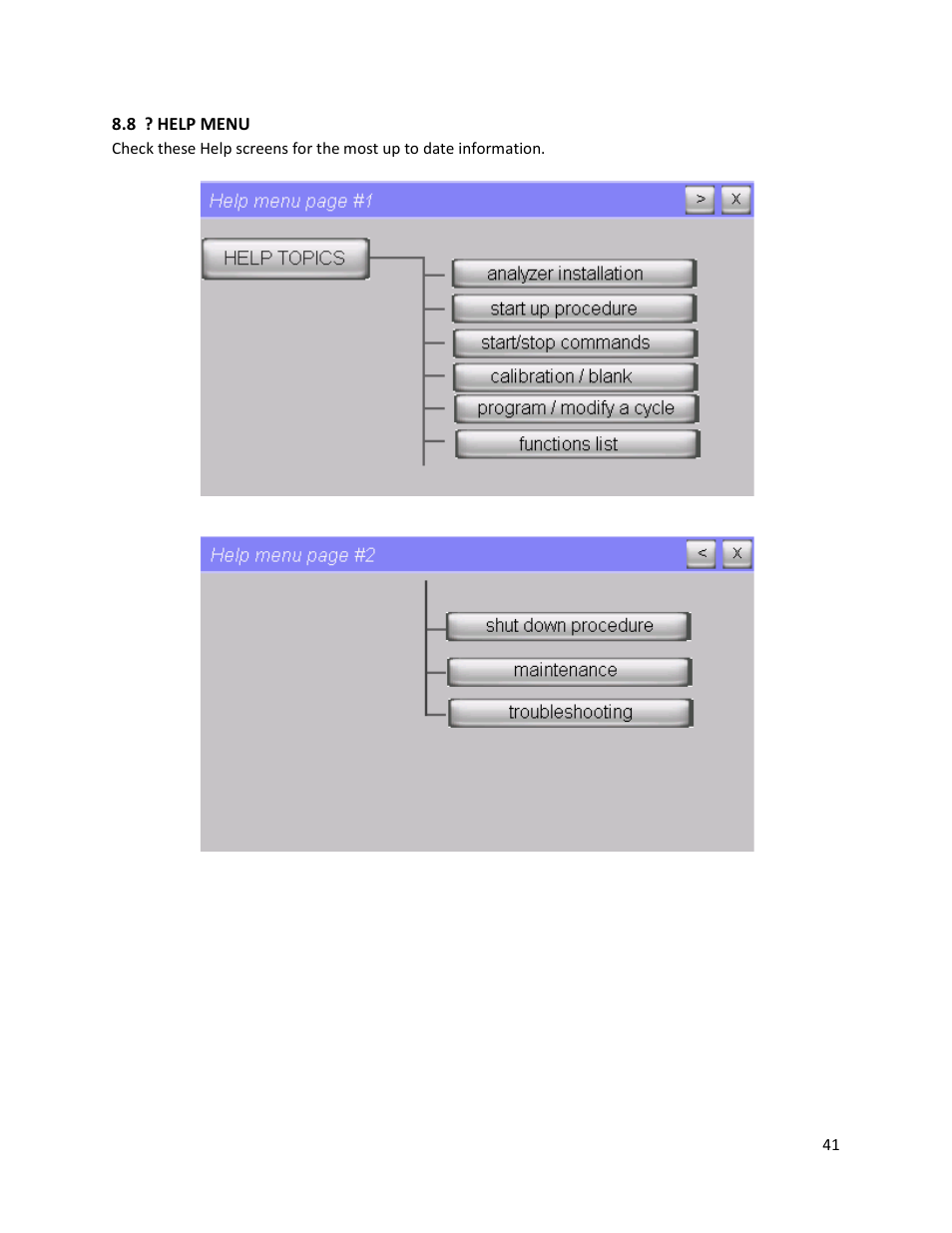 8 ? help menu | Electro-Chemical Devices (ECD) CA6 Hardness Analyzer User Manual | Page 52 / 83