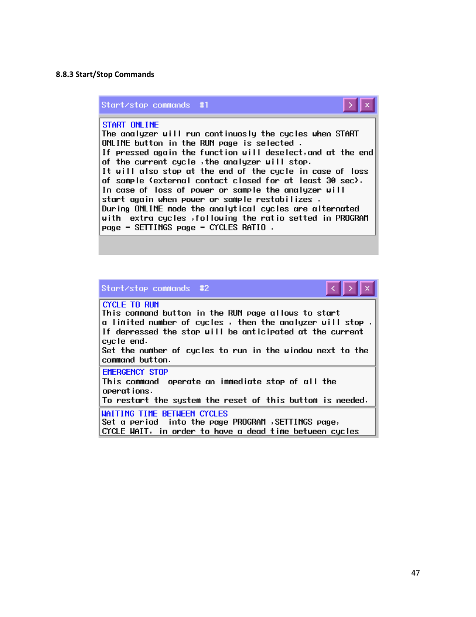 3 start/stop commands | Electro-Chemical Devices (ECD) CA6 Hardness Analyzer User Manual | Page 58 / 83