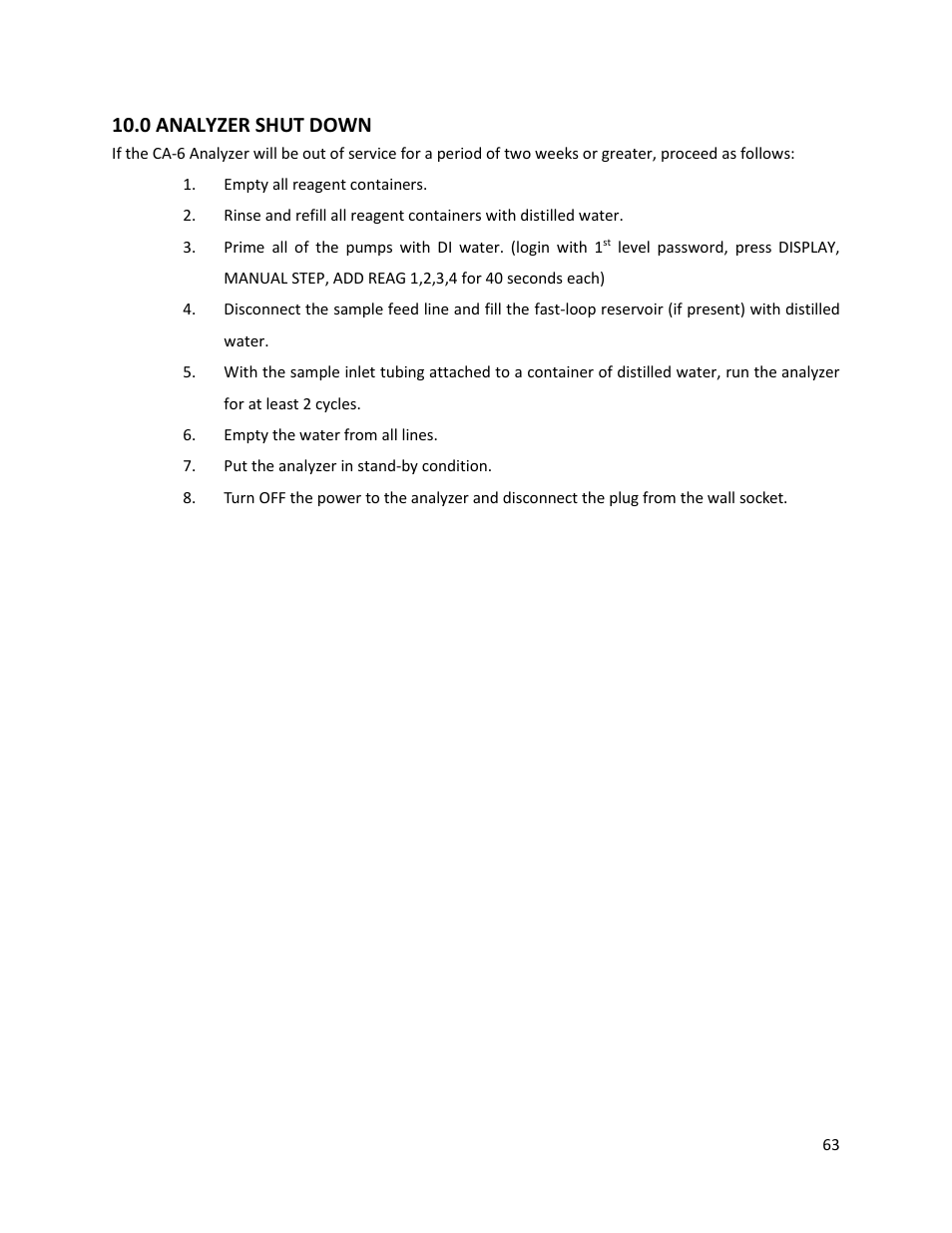 0 analyzer shut down | Electro-Chemical Devices (ECD) CA6 Hardness Analyzer User Manual | Page 74 / 83