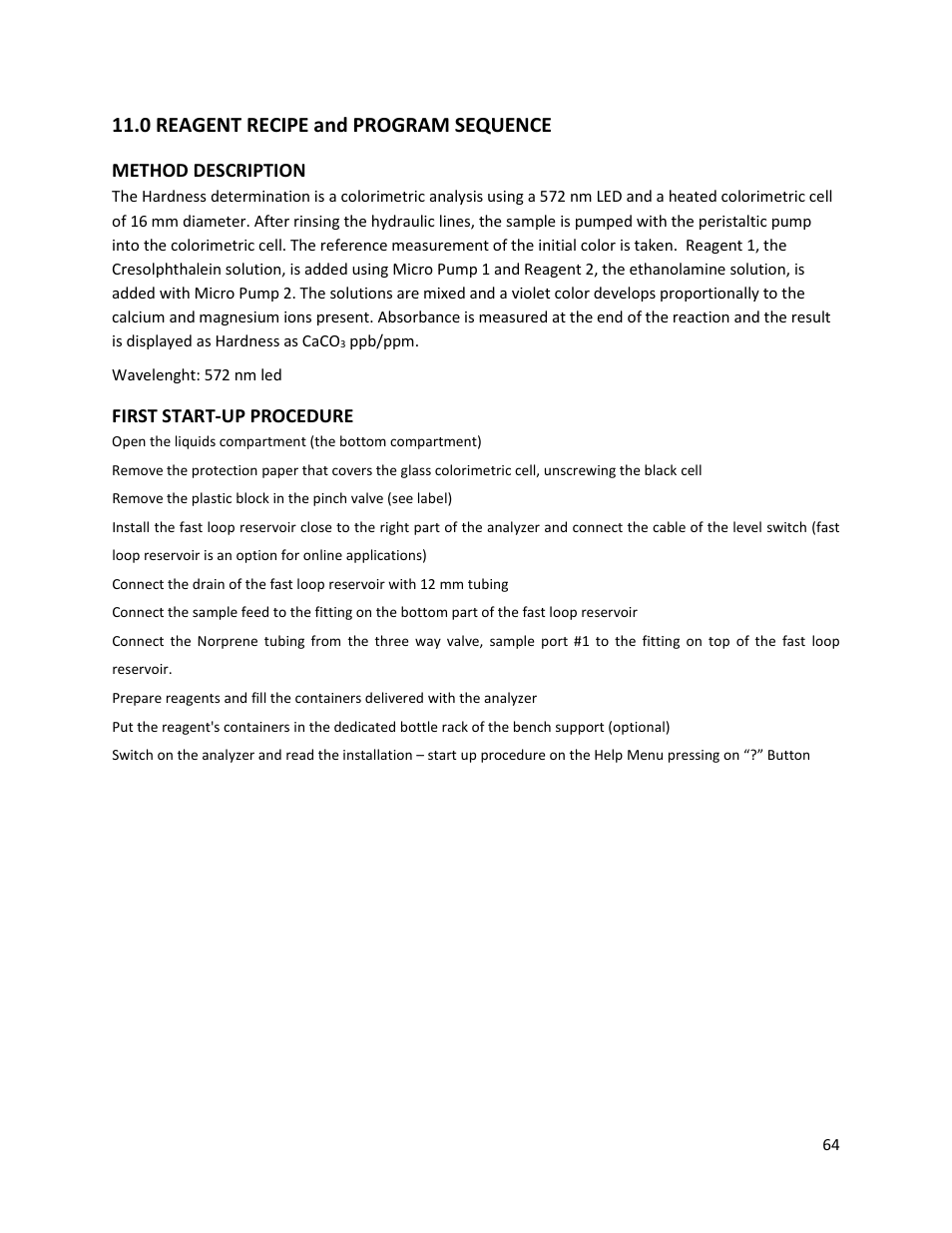 0 reagent recipe and program sequence, Method description, First start-up procedure | Method description first start-up procedure | Electro-Chemical Devices (ECD) CA6 Hardness Analyzer User Manual | Page 75 / 83