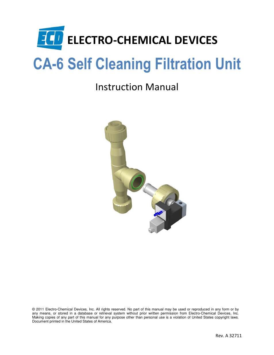 Electro-Chemical Devices (ECD) CA6 Filtration Unit User Manual | 9 pages