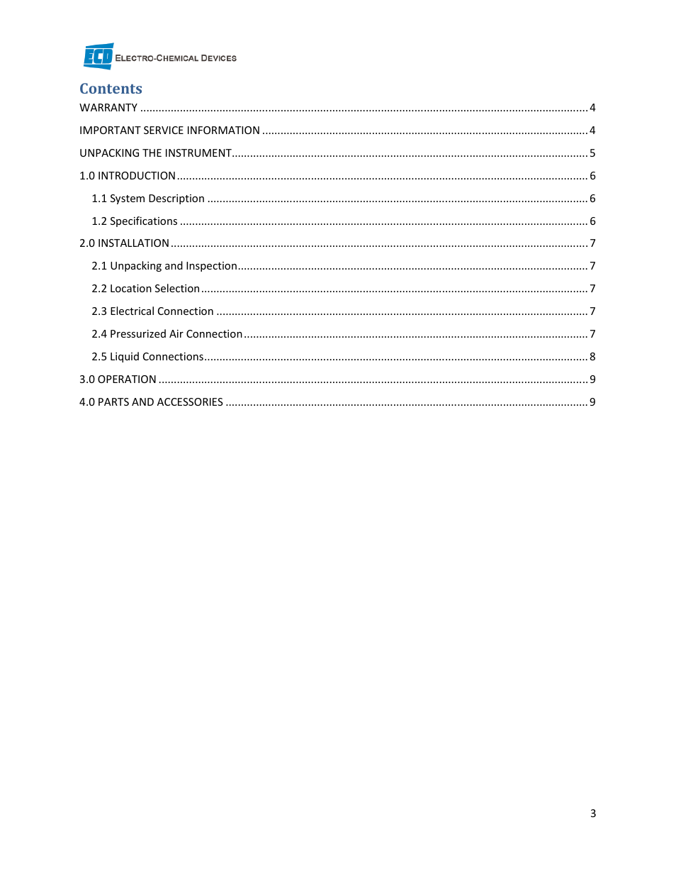 Electro-Chemical Devices (ECD) CA6 Filtration Unit User Manual | Page 3 / 9