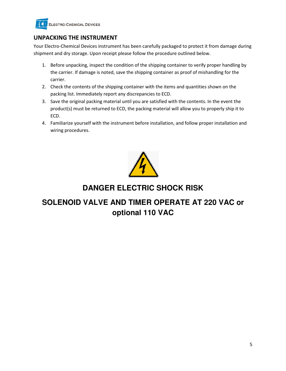 Electro-Chemical Devices (ECD) CA6 Filtration Unit User Manual | Page 5 / 9