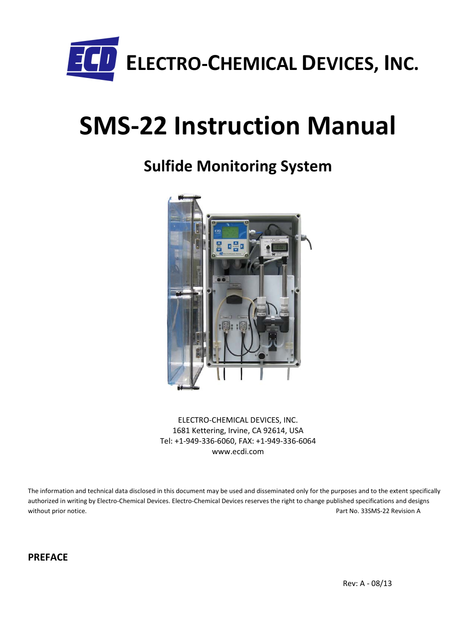 Electro-Chemical Devices (ECD) SMS22 User Manual | 42 pages