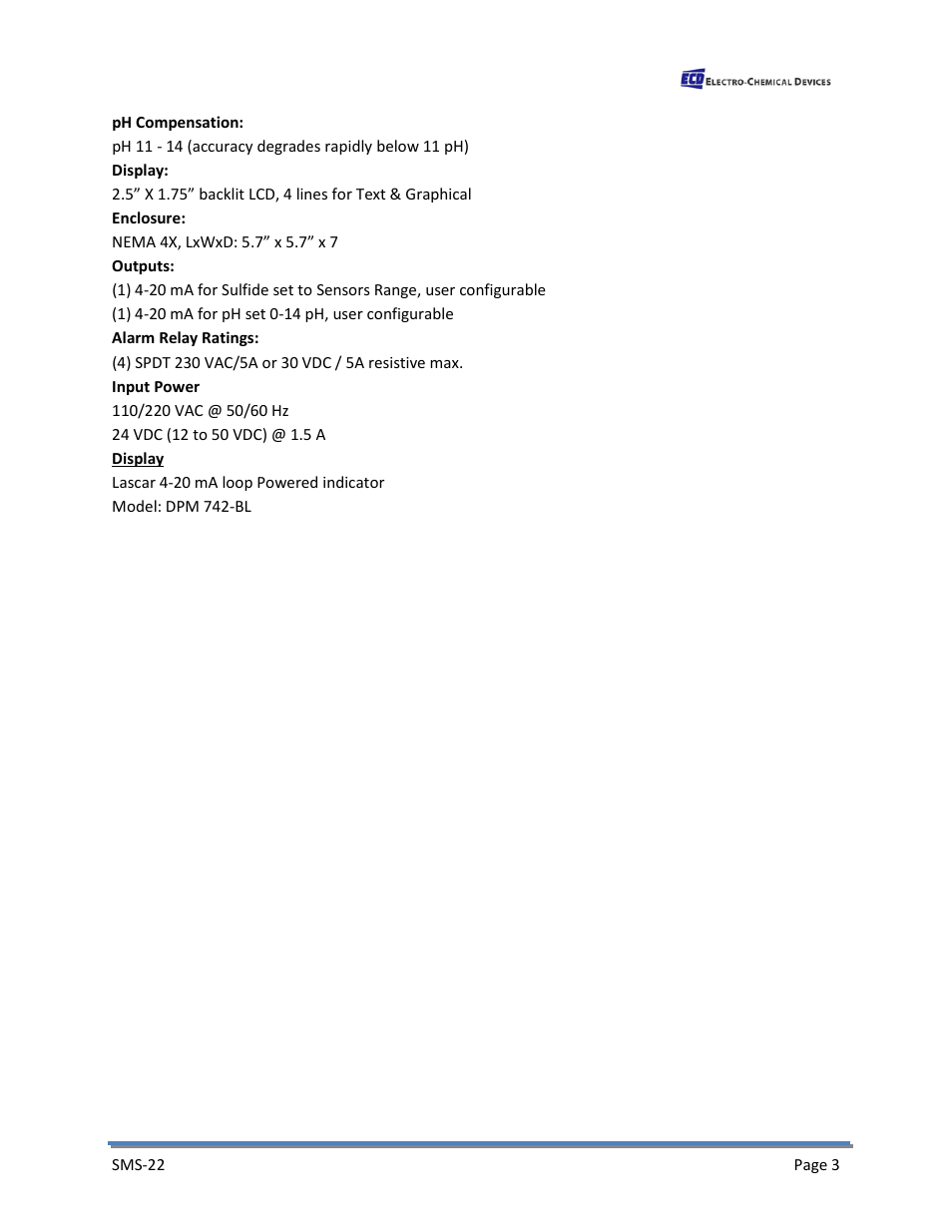 Electro-Chemical Devices (ECD) SMS22 User Manual | Page 12 / 42