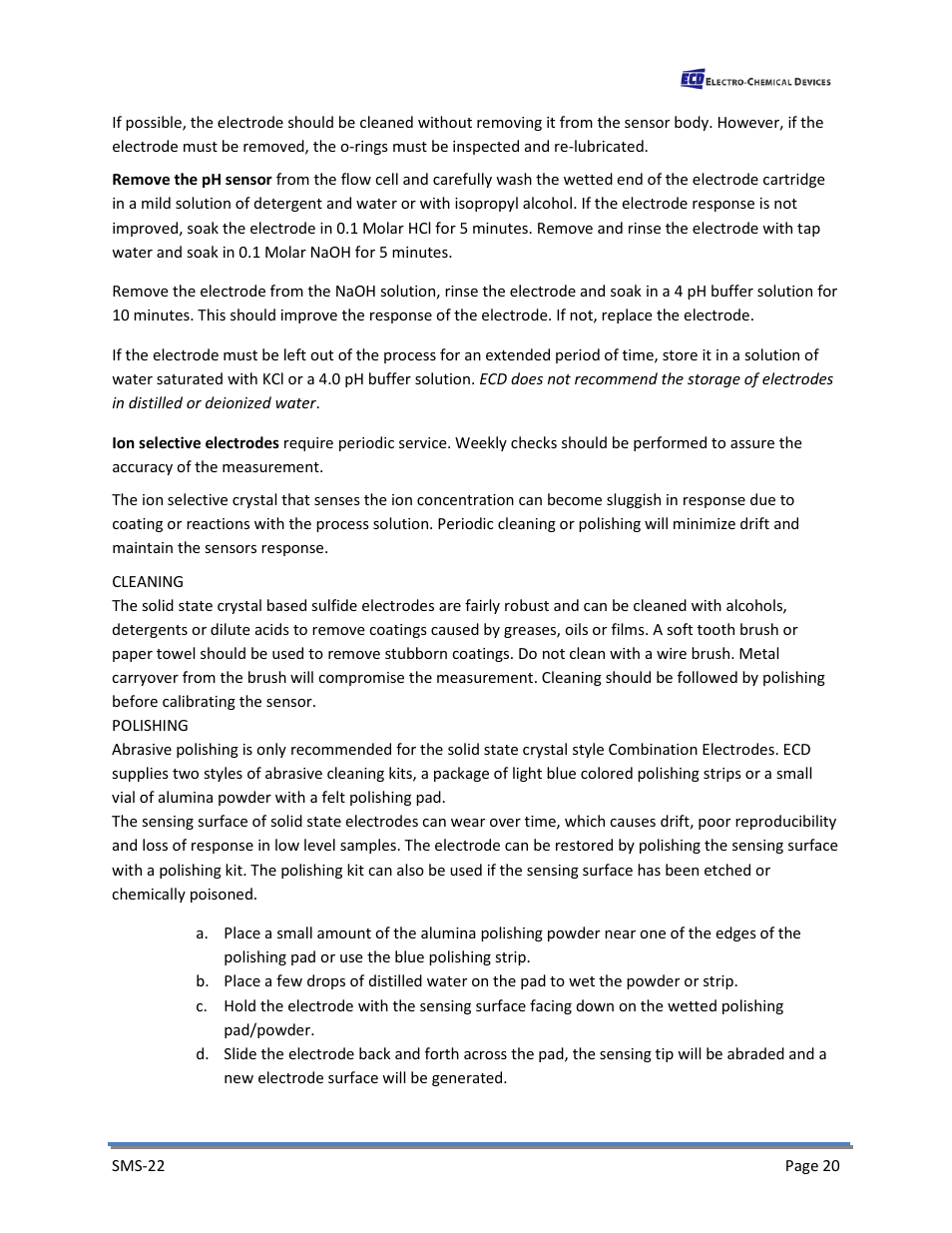 Electro-Chemical Devices (ECD) SMS22 User Manual | Page 29 / 42