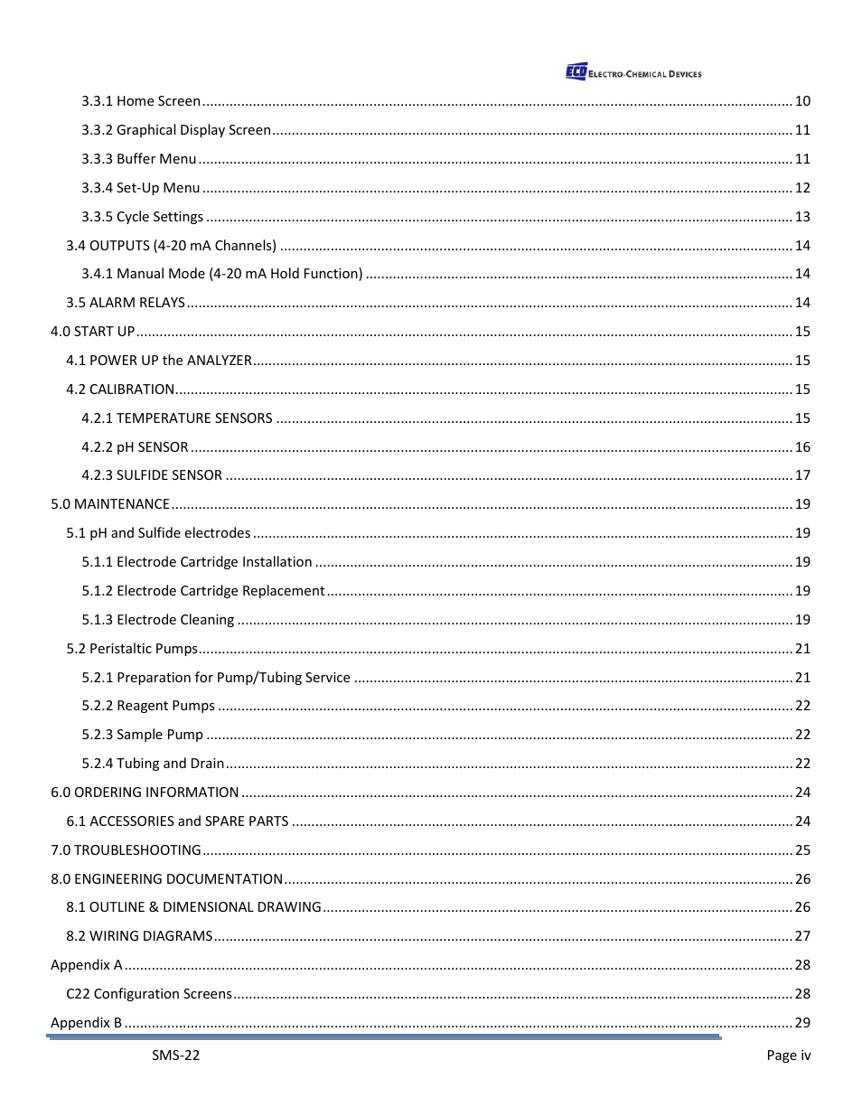 Electro-Chemical Devices (ECD) SMS22 User Manual | Page 4 / 42