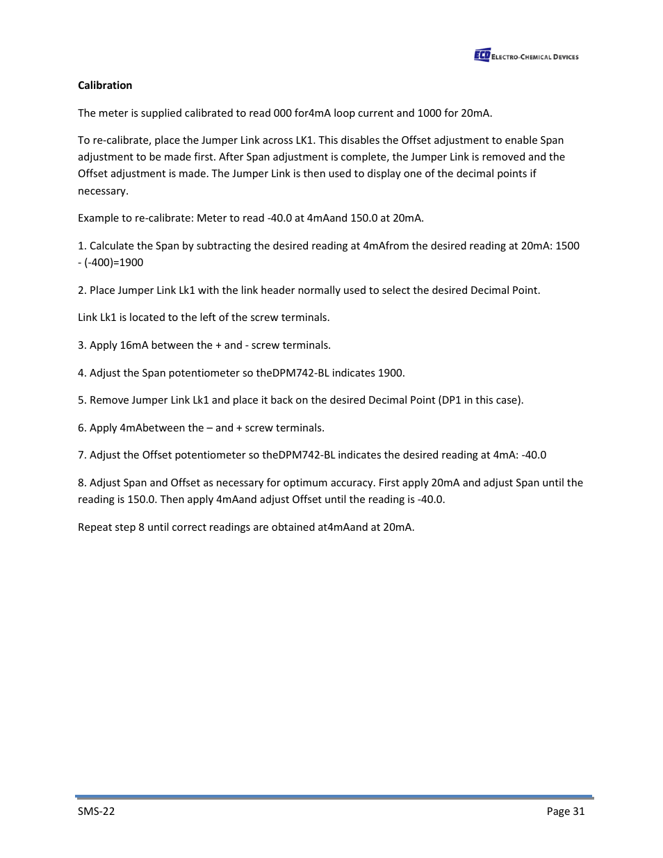 Electro-Chemical Devices (ECD) SMS22 User Manual | Page 40 / 42