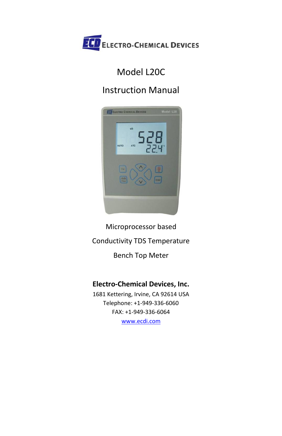 Electro-Chemical Devices (ECD) L20 C User Manual | 12 pages