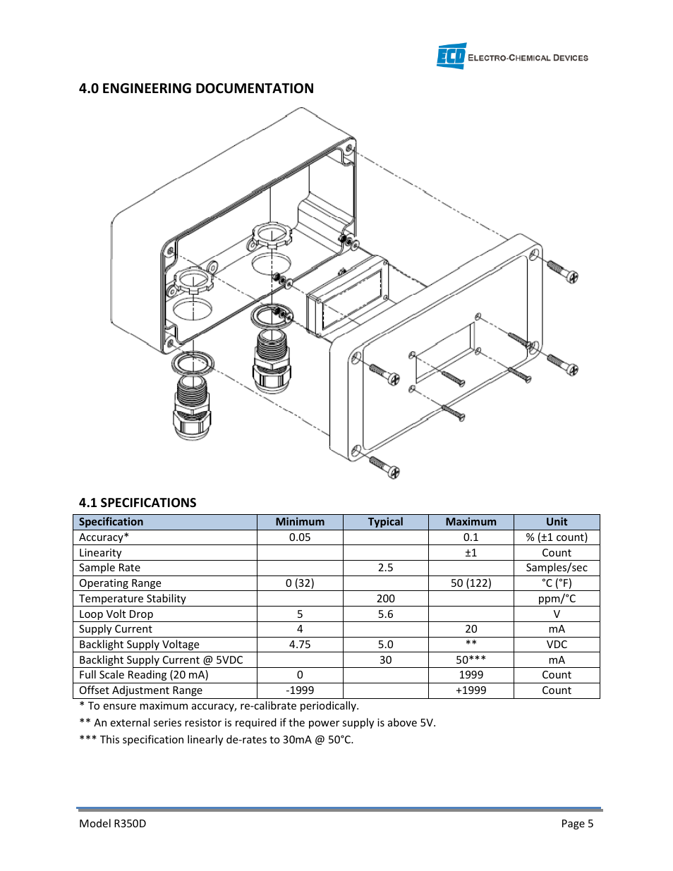 0 engineering documentation | Electro-Chemical Devices (ECD) R350D User Manual | Page 11 / 11