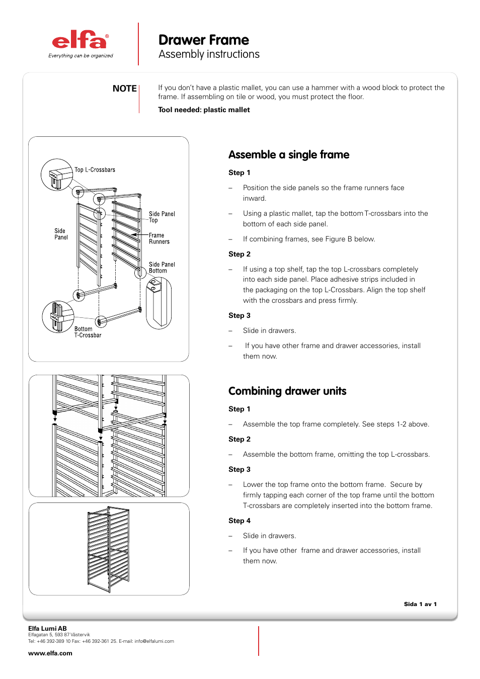 Elfa Drawer Frame User Manual | 1 page