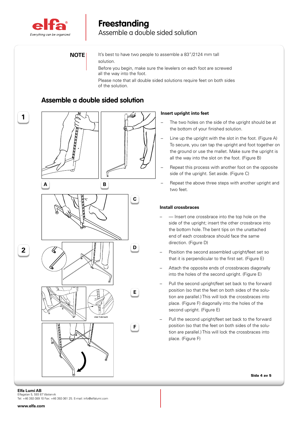 Freestanding, Assemble a double sided solution | Elfa Freestanding User Manual | Page 4 / 5