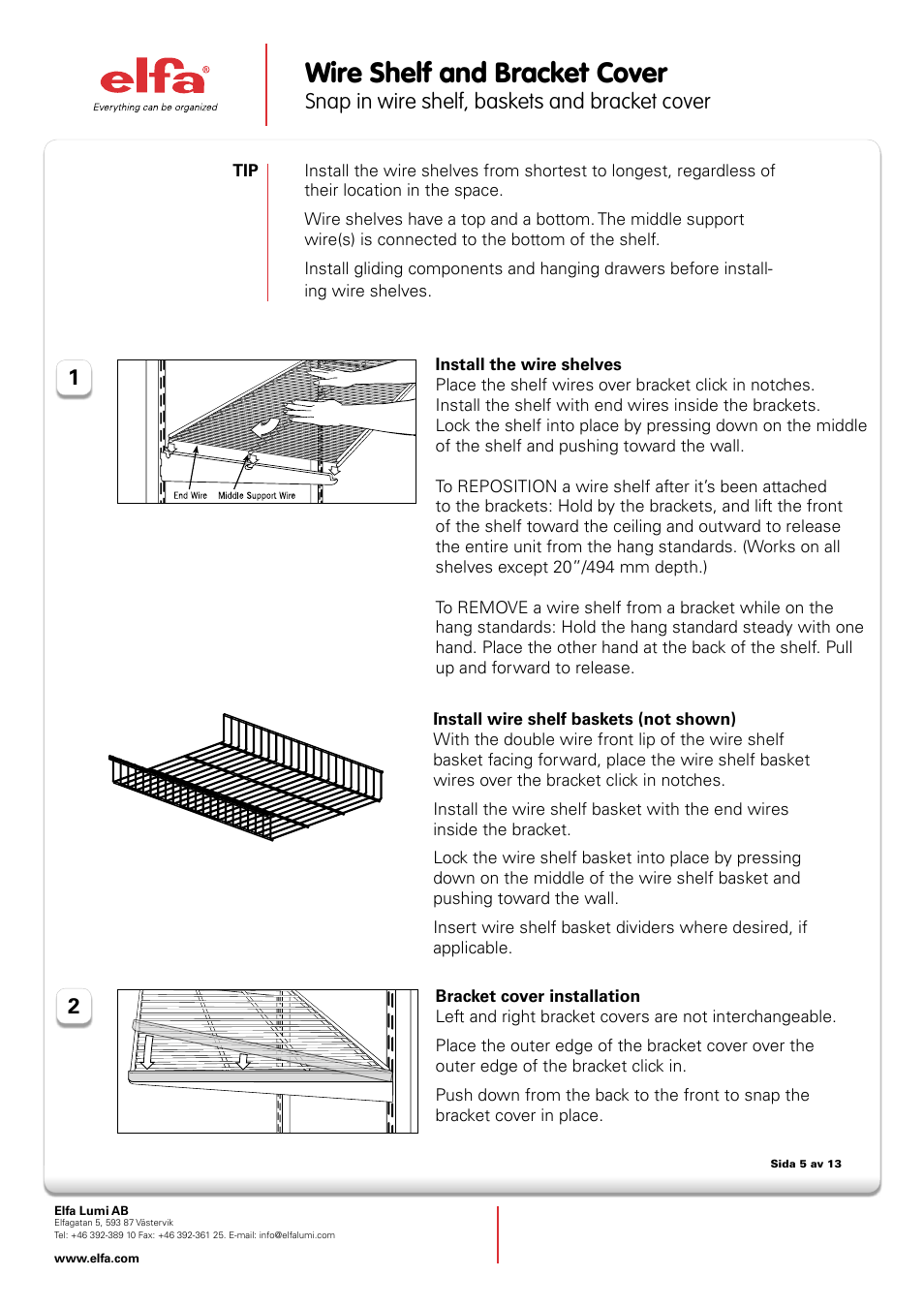 Elfa Ventilated Shelves User Manual | 1 page