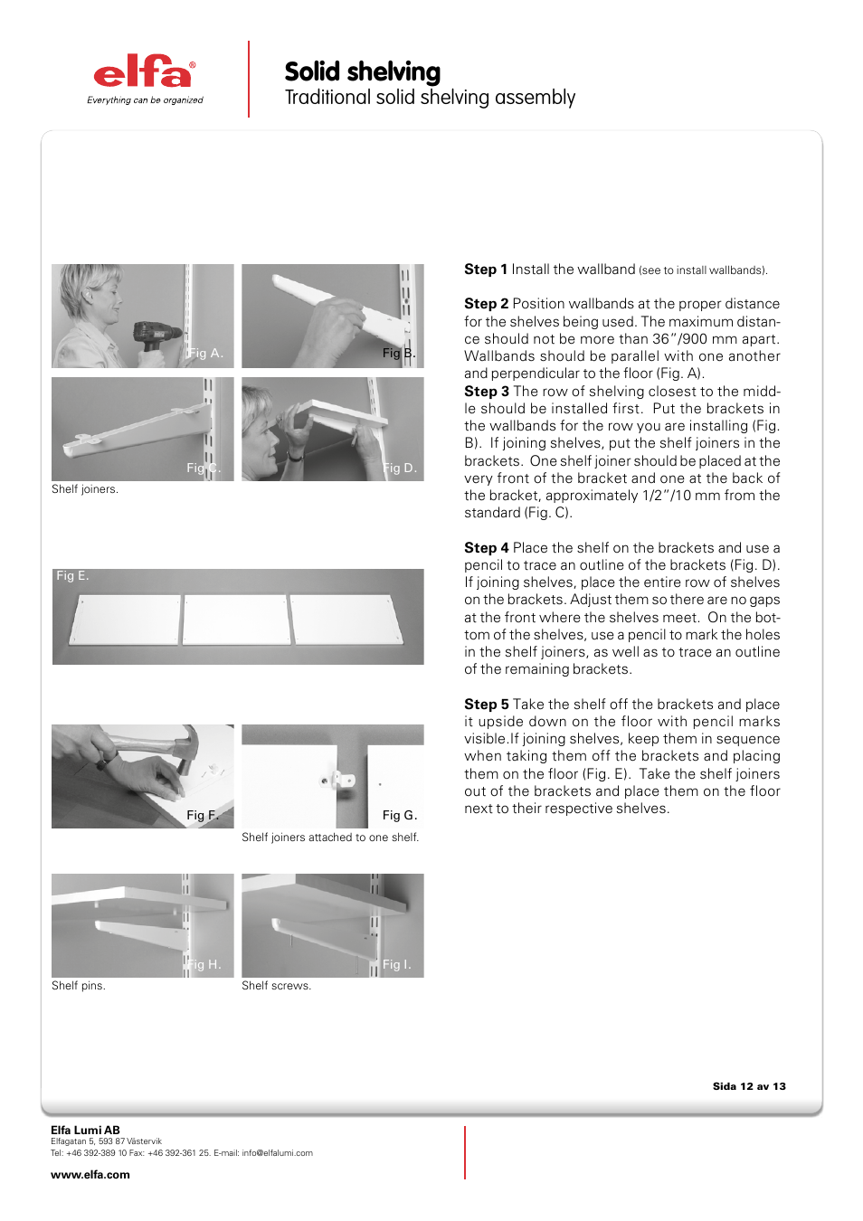 Elfa Melamine shelves used together with Hang Standards User Manual | 2 pages
