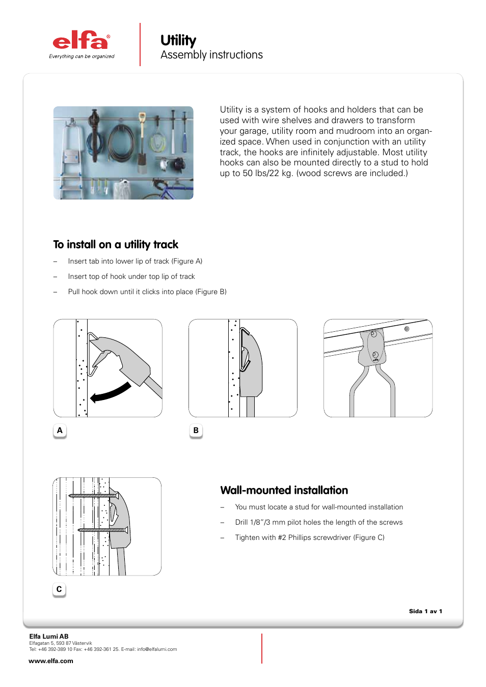 Elfa Utility User Manual | 1 page