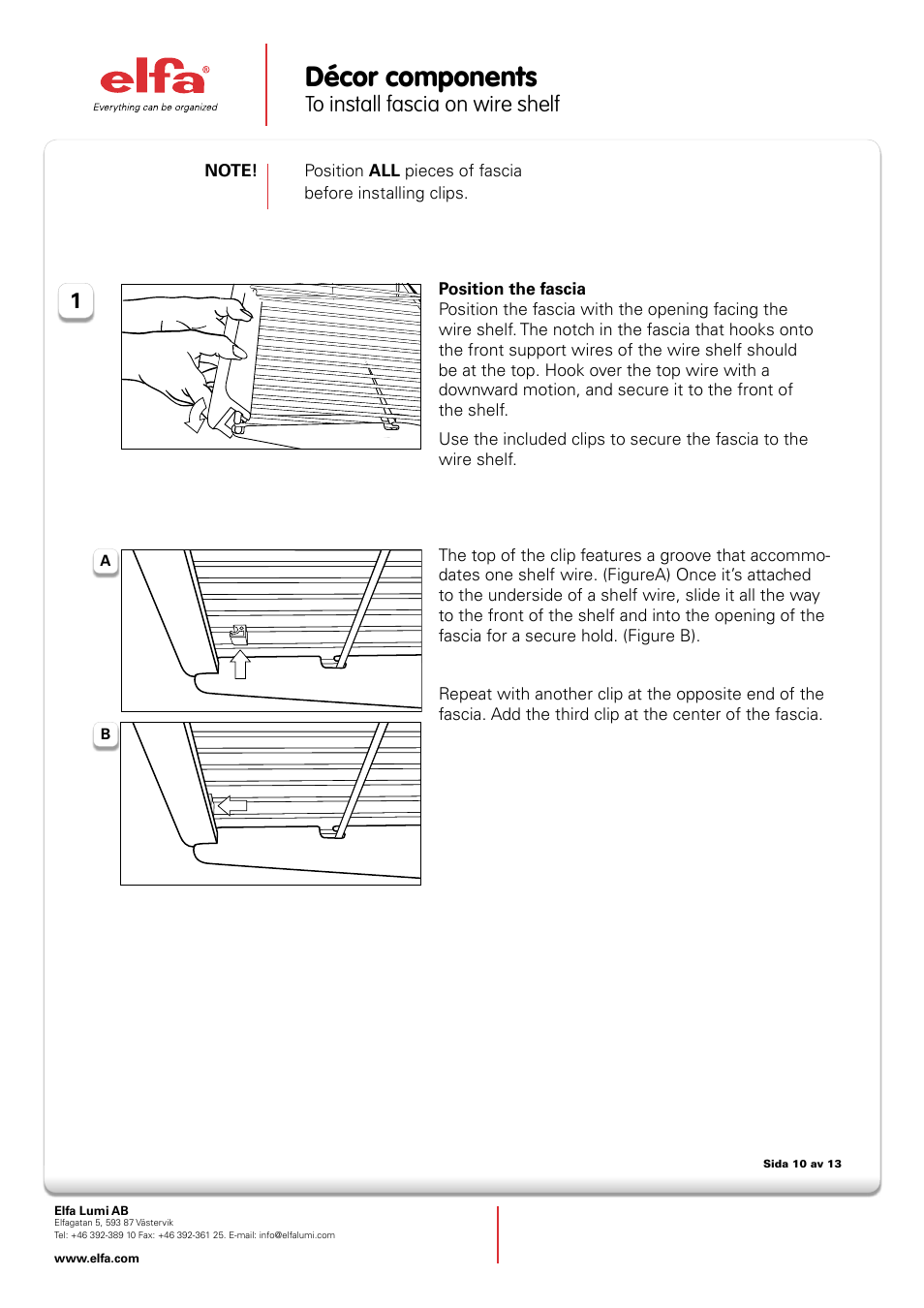 Décor components | Elfa Drawer frame, pant rack, décor fascia and accessory tray User Manual | Page 4 / 4