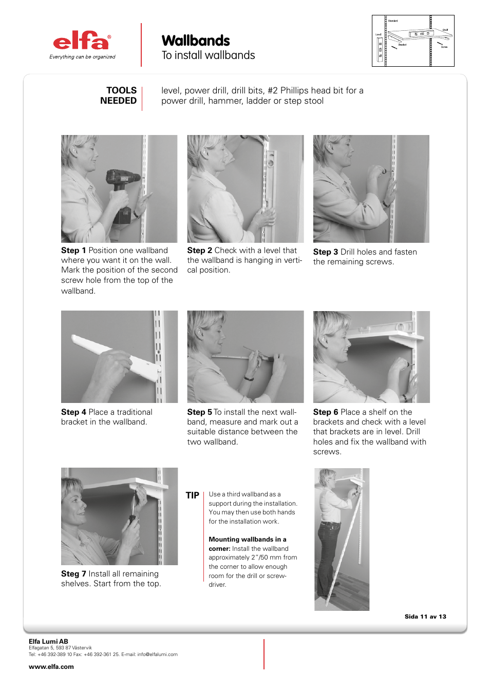 Elfa Wallbands User Manual | 1 page