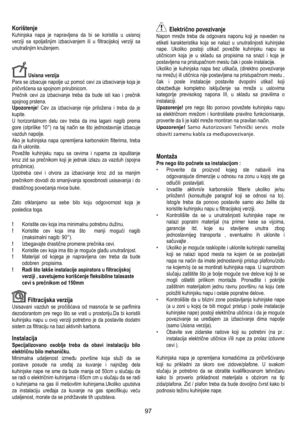 ELICA 35CC ISLAND User Manual | Page 153 / 172