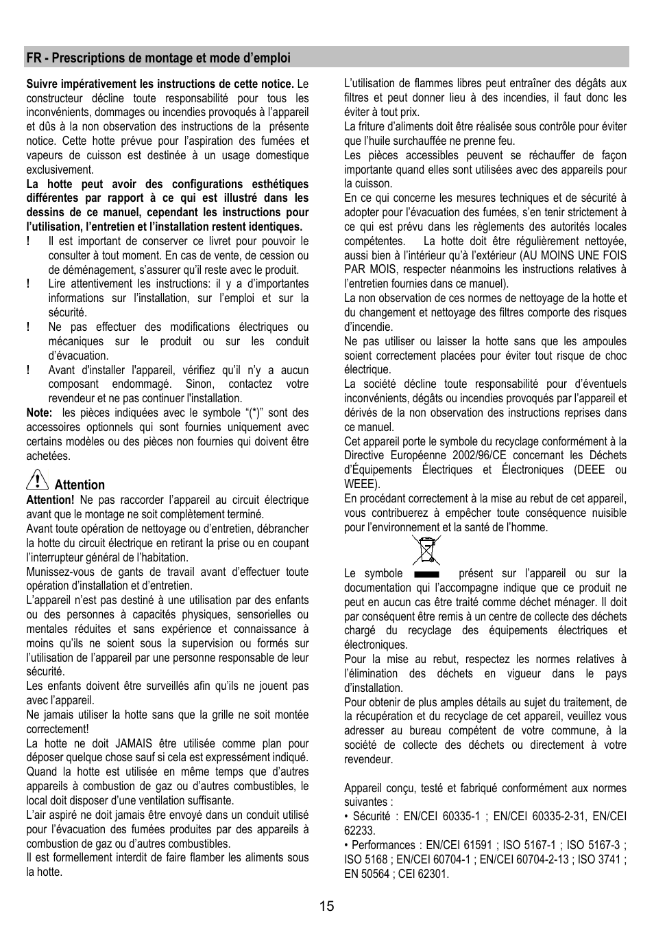 ELICA 35CC ISLAND User Manual | Page 71 / 172