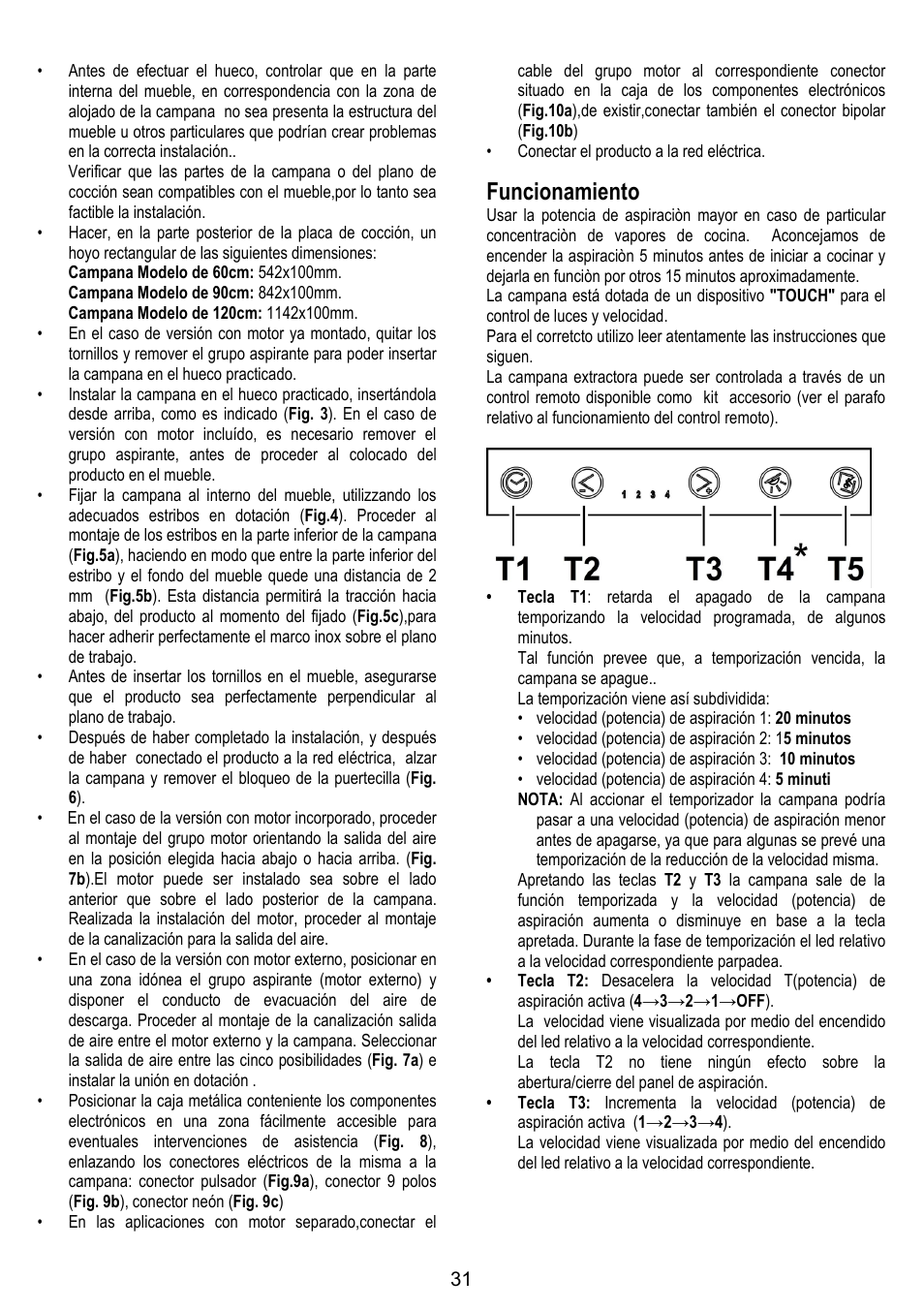 Funcionamiento | ELICA ADAGIO User Manual | Page 31 / 72