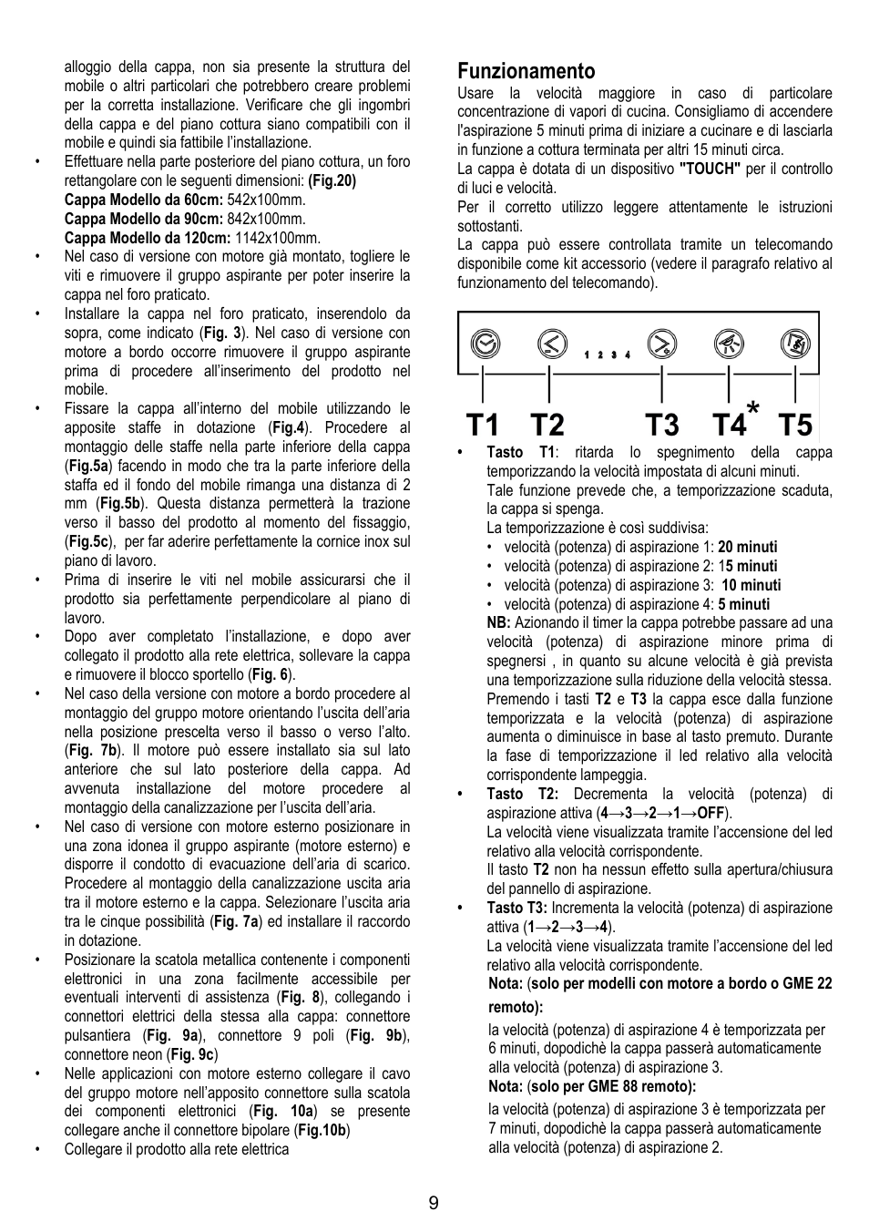 Funzionamento | ELICA ADAGIO User Manual | Page 9 / 72