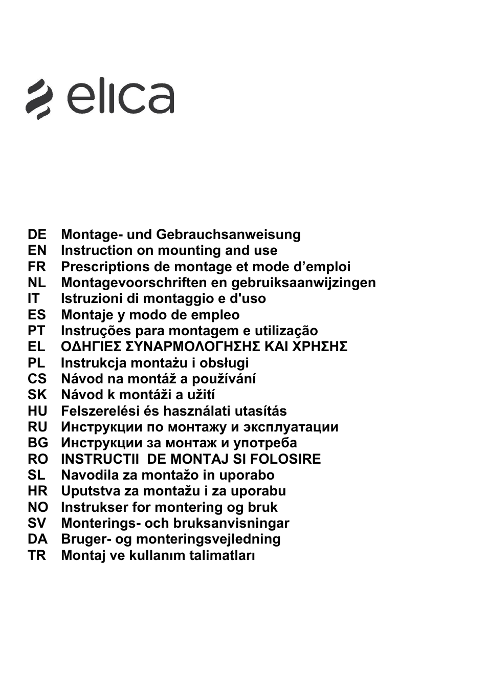 ELICA ALBA CUBO User Manual | 116 pages