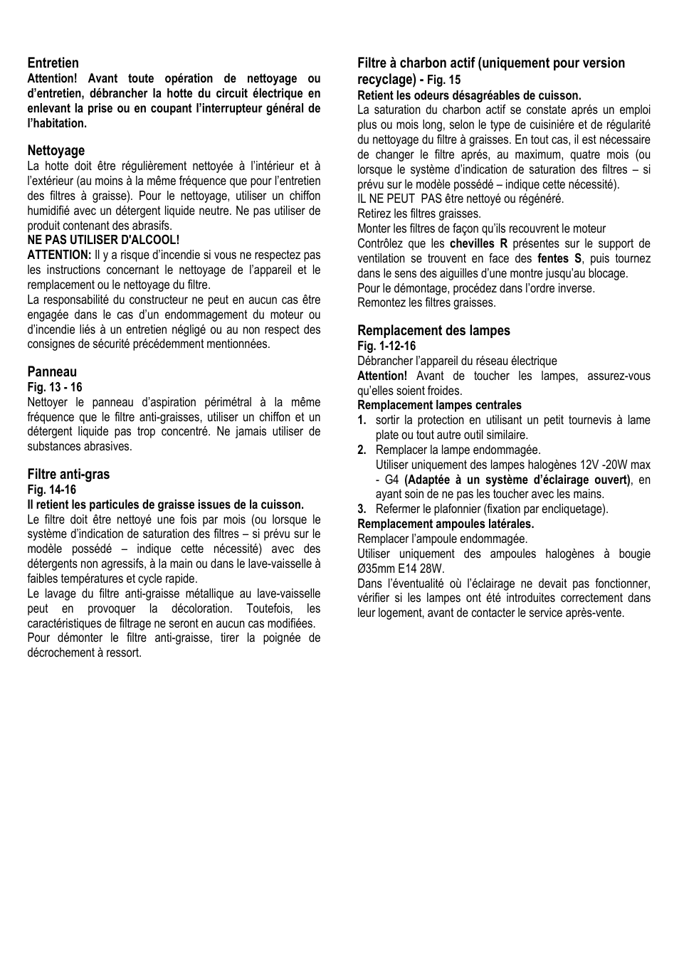 24 entretien, Nettoyage, Panneau | Filtre anti-gras, Remplacement des lampes | ELICA ALBA CUBO User Manual | Page 24 / 116